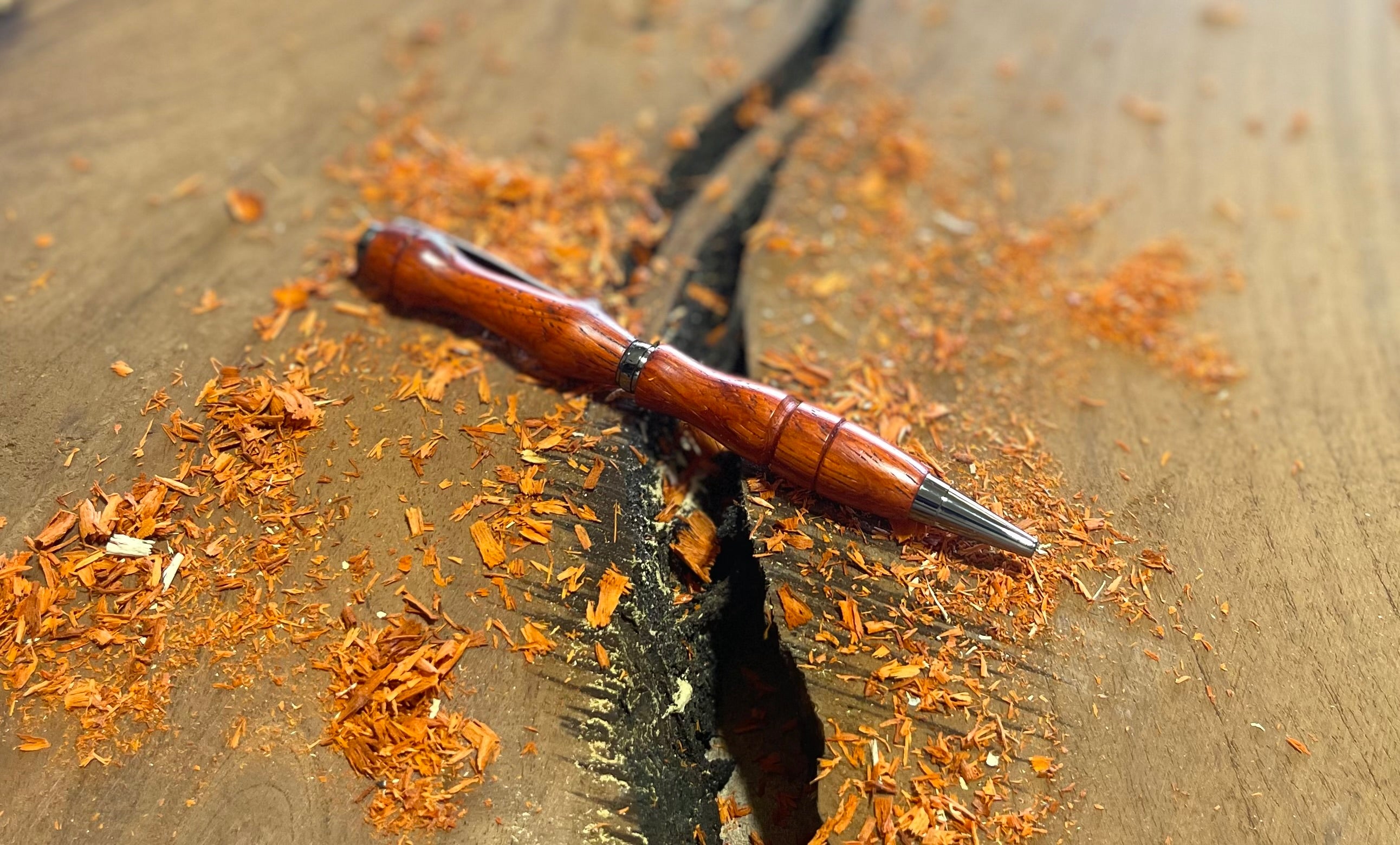 Wooden pen on a wooden surface